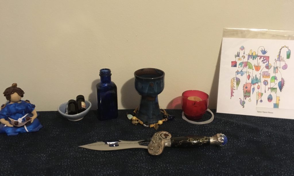 Photograph of my current daily shrine: described in surrounding text.