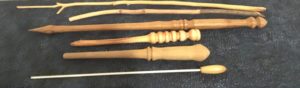 Photograph of wands, almost all of wood : described further in surrounding text.