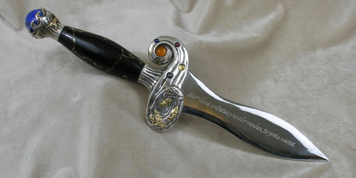 Pre-shipping shot of athame, with gold leaf