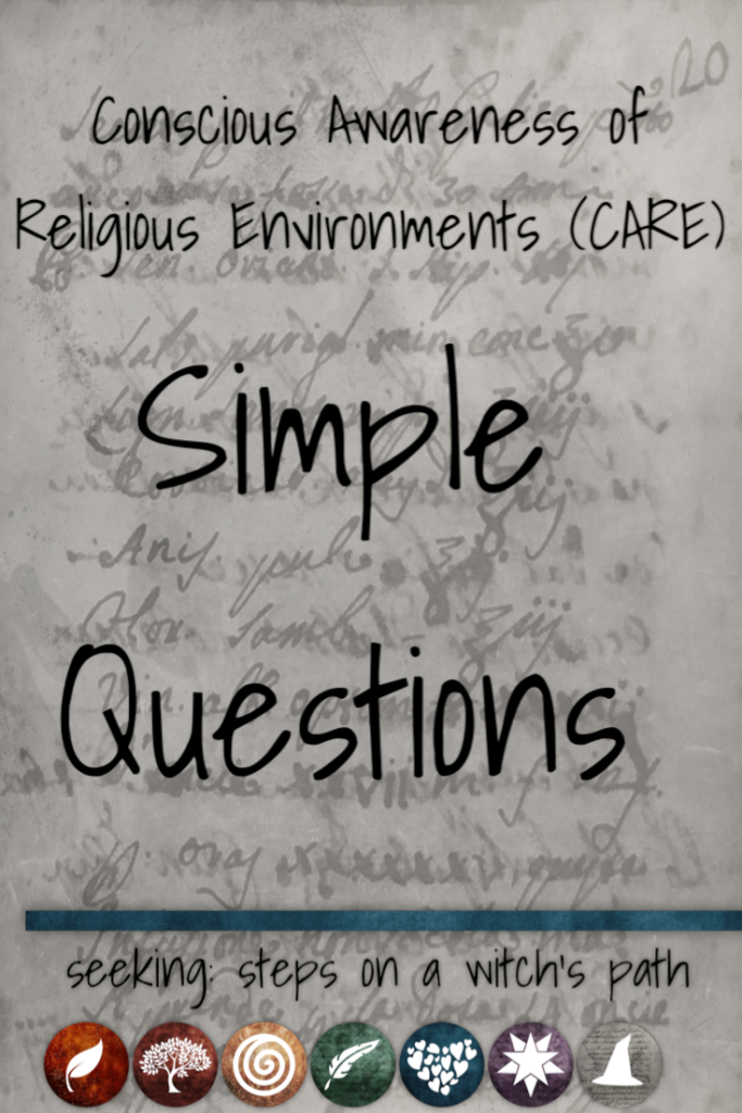 Title card: Conscious Awareness of Religious Enviroments (CARE) - simple questions
