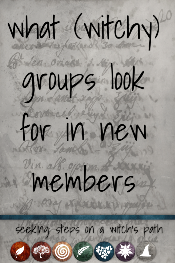 Title card: What (witchy) groups look for in new members. 